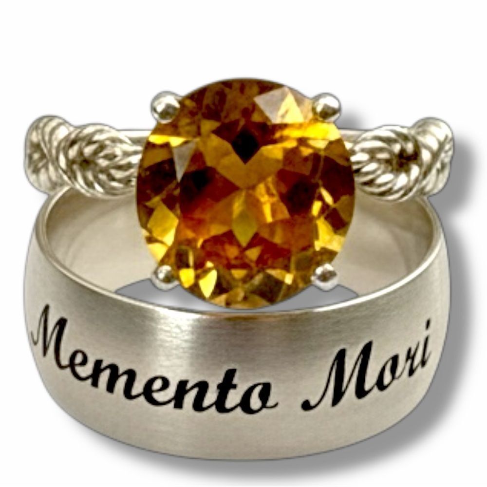 Citrine Sterling Silver Briaded Solitaire Ring 7 10-Carats NWT Artisan